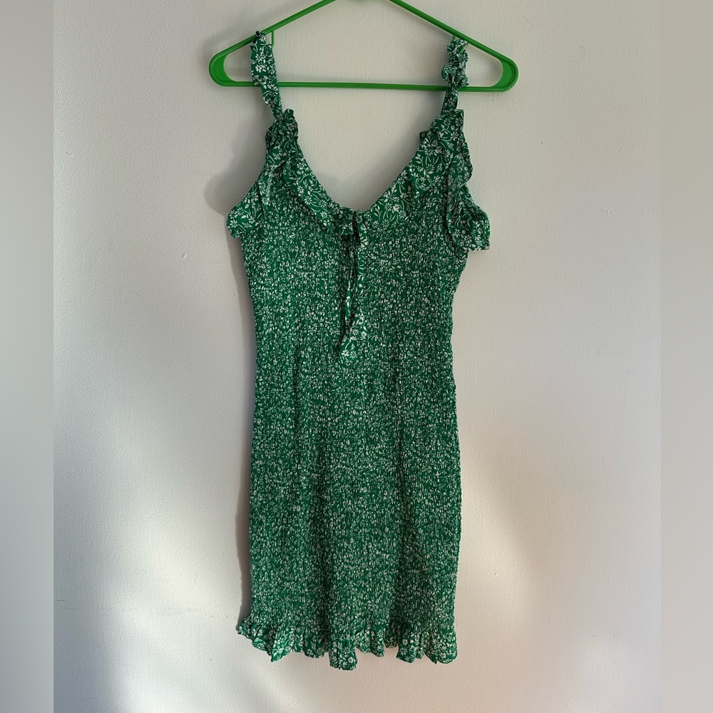 Green Floral Mini Dress